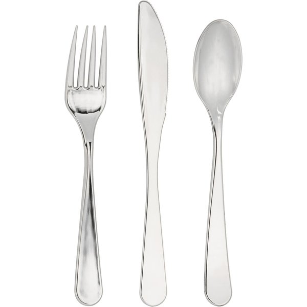 Elise Assorted Plastic Cutlery by, Silver, 288PK 334397